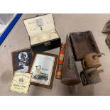 A quantity of mixed collectables including a campaign washing basin, fire extinguishers, road