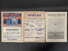 A copy of Scientific American, March 1912, and two copies of The Sphere, June 1914 and December