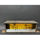 A Turog Bread glass fronted advertising box with mirror inside reflecting the lettering, 30 3/4" w x