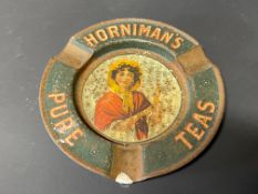 A Horniman's Pure Teas pictorial tin ashtray.