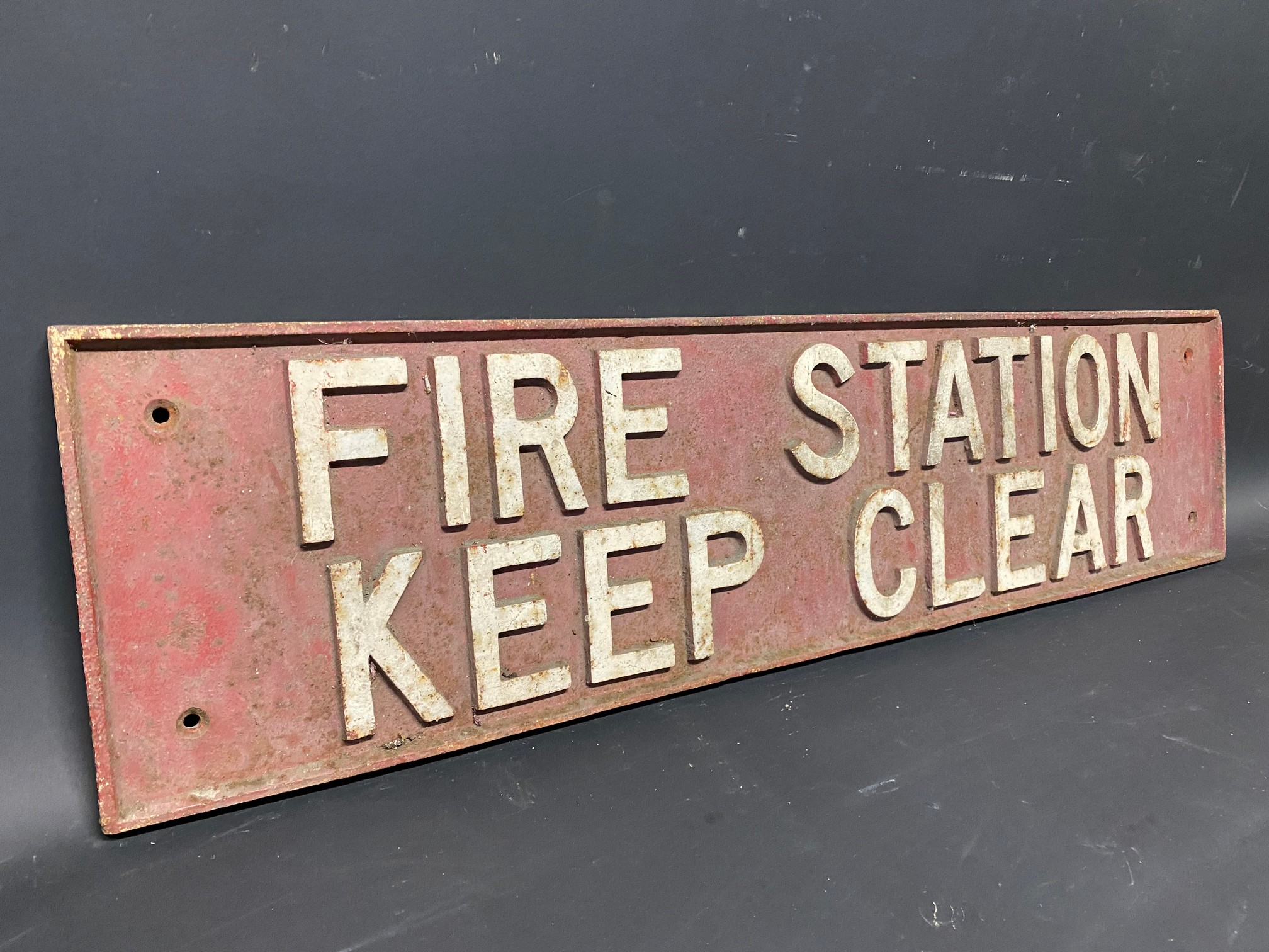A Fire Station Keep Clear cast iron sign, 30 1/2 x 7 1/2". - Image 2 of 3