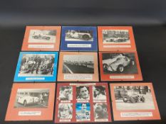A selection of reprinted photographs/prints of various cars, annotated below for display.