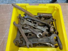 A quantity of mostly named spanners including BSA and Austin.