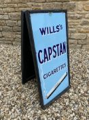 A pair of Wills's Capstan Cigarettes enamel signs in a wooden easel frame, 19" w x 37" h.