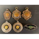 Four badges awarded to K.L.Denman including Sunbeam Motor Cycle Club, plus a Royal Enfield Cycles