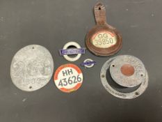 A small group of London Transport badges, also an oval aluminium plate for Special Driver 268 1902.