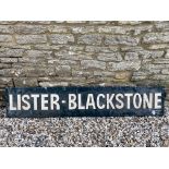 A Lister-Blackstone wooden sign, with raised lettering, 71 3/4 x 14".