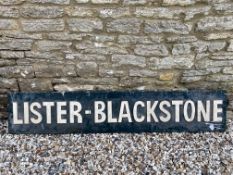 A Lister-Blackstone wooden sign, with raised lettering, 71 3/4 x 14".