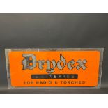 A Drydex Batteries for radio and torches perspex advertising sign, 36 x 16".