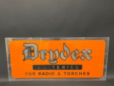 A Drydex Batteries for radio and torches perspex advertising sign, 36 x 16".