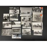 A selection of black and white photographs of early motorcycles, mostly reprints.