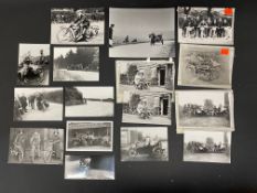 A selection of black and white photographs of early motorcycles, mostly reprints.