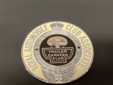 An RAC Associate circular enamel badge with Trailer Caravan Club enamel centre, made by Gaunt.