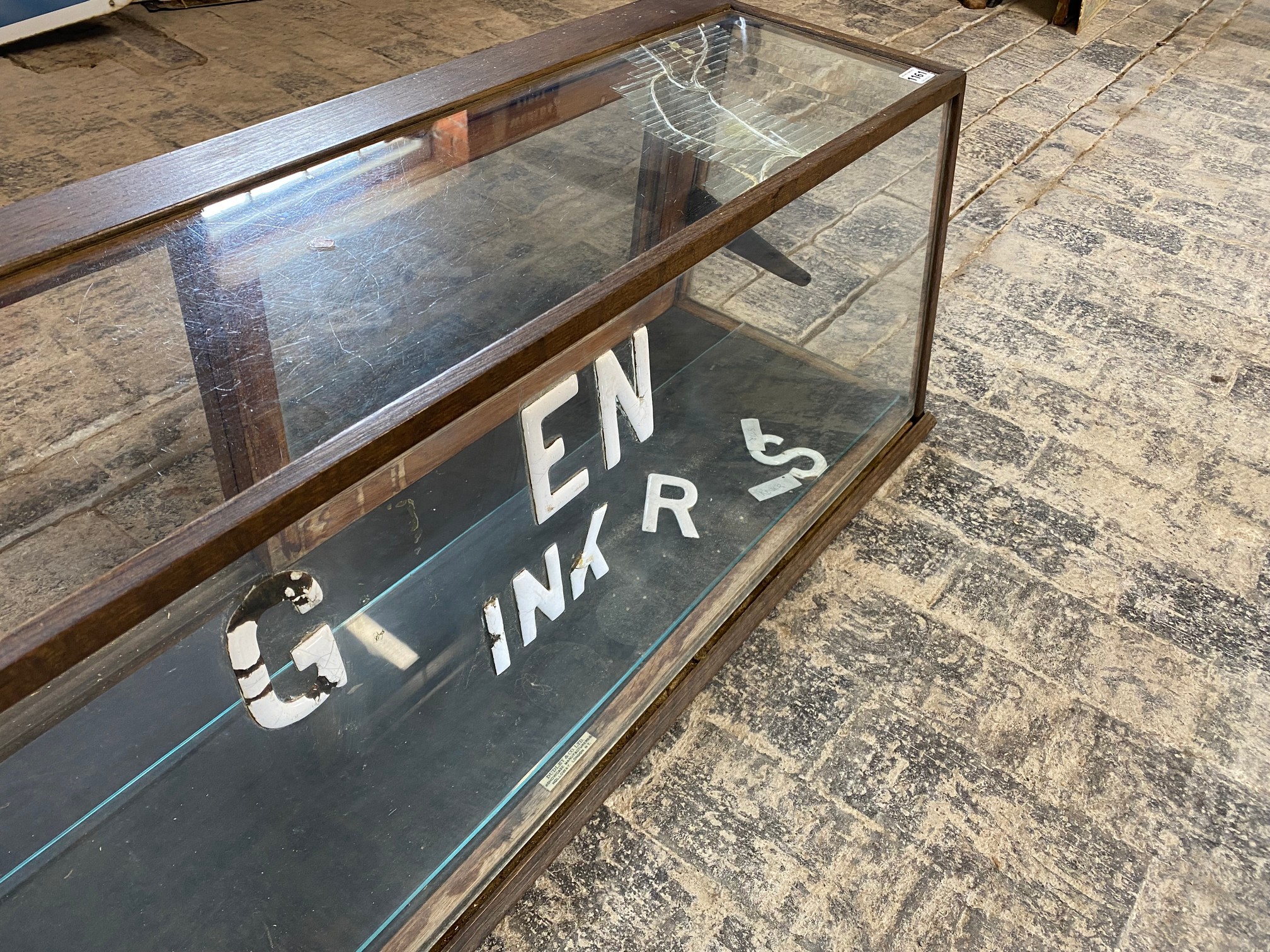 A counter top display cabinet with enamel letters to the front advertising Greens Ink, 46 1/2" w x - Image 2 of 3