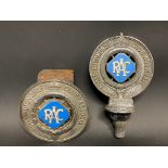 Two different version RAC Associate member's badges, with good powder blue enamel centres.