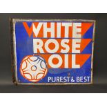 A White Rose Oil double sided enamel sign with hanging flange, by Stocal, 22 x 18".