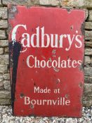 A Cadbury's Chocolate Made in Bournville rectangular enamel sign, 24 x 36".