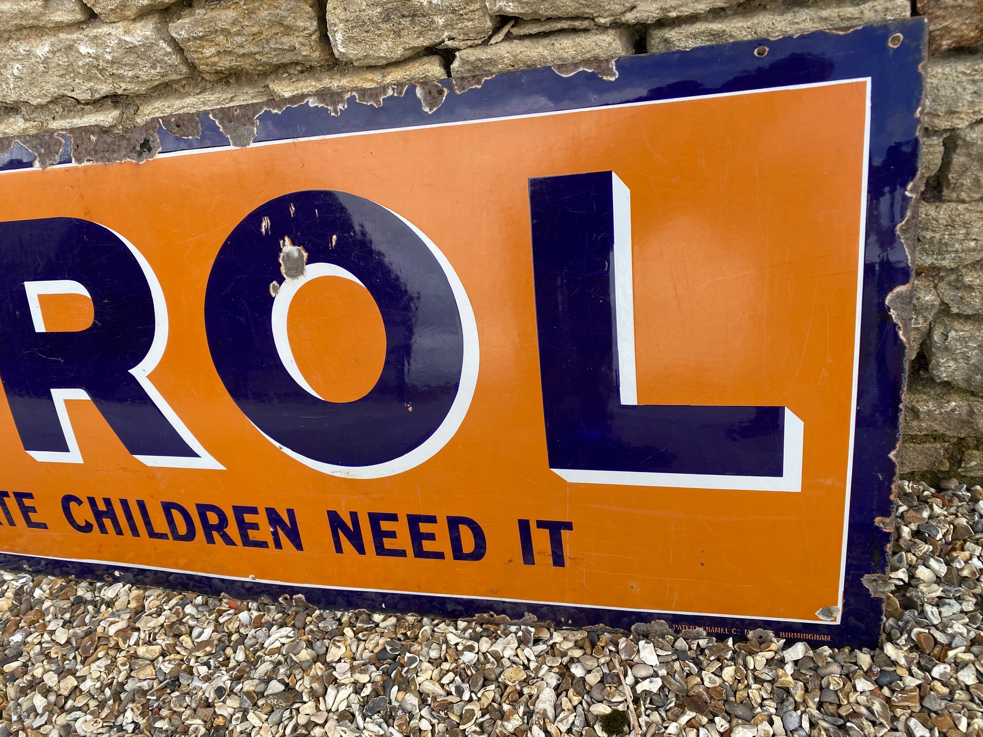 A Virol 'Delicate Children Need It' enamel sign, 78 x 28" - Image 3 of 5
