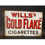 A Wills's Gold Flake Cigarettes double sided enamel sign with hanging flange, 18 x 12".