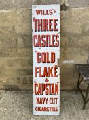 A large Wills's Three Castles, Gold Flake and Capstan Navy Cut Cigarettes enamel sign in excellent