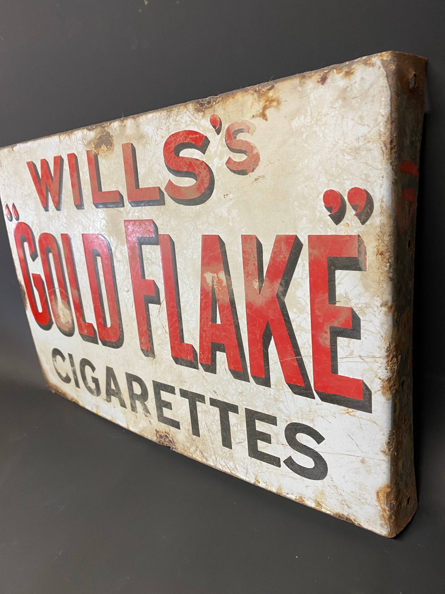 A Wills's Gold Flake Cigarettes double sided enamel sign with hanging flange, 18 x 12". - Image 3 of 3