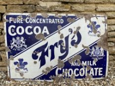 A Fry's Pure Concentrated Cocoa and Milk Chocolate enamel sign by Patent, 45 x 30".