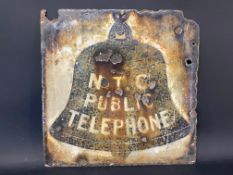 An N.T.C. Public Telephone double sided enamel sign, 19 x 19".