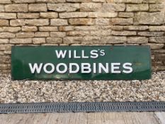 A Wills's Woodbines rectangular enamel sign, 72 x 18".