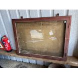 A large wall mounted glass fronted display cabinet, possibly railway station, 36" w x 48" h x 4" d.