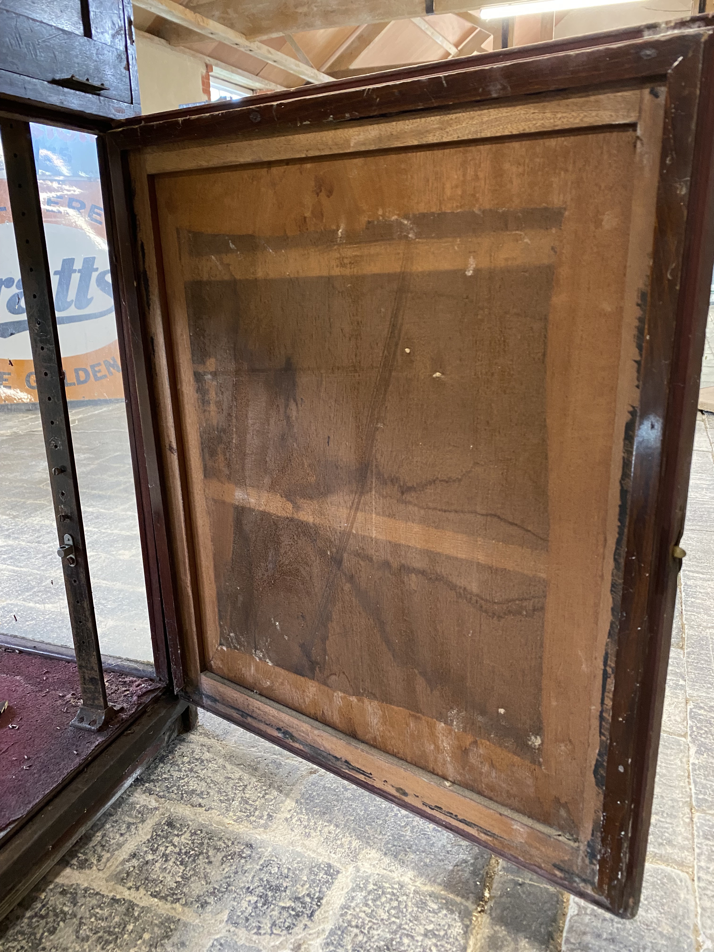 A large Victorian/Edwardian mahogany framed shop counter display cabinet, unusually having a high - Image 6 of 11