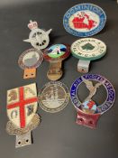 A selection of assorted car badges including Dominion Automobile Association, Royal Air Forces