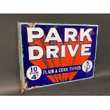 A Park Drive cigarettes double sided enamel sign with hanging flange, good gloss, 16 x 12".
