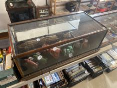 A late Victorian/Edwardian mahogany counter top rear opening display cabinet, 35 1/2" w x 12" h x