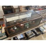 A late Victorian/Edwardian mahogany counter top rear opening display cabinet, 35 1/2" w x 12" h x