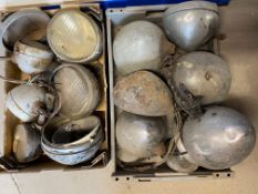 Two boxes of assorted lamps for restoration.