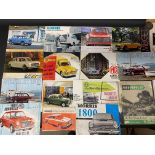 A selection of car brochures including MG, Morris, Wolseley and Ford.