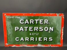 A Carter Paterson & Co. Ld. Carriers rectangular enamel sign, 31 1/2 x 17 3/4".