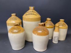 A selection of stoneware jars, each with black transfer Haverfordwest brewery marks, plus a Welsh