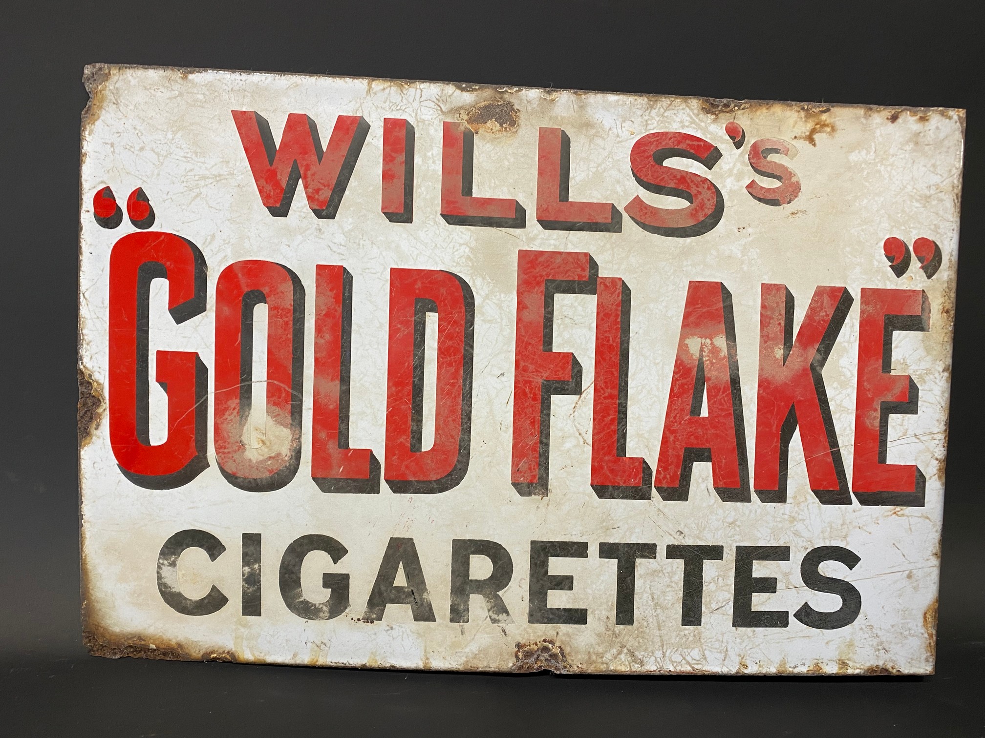 A Wills's Gold Flake Cigarettes double sided enamel sign with hanging flange, 18 x 12". - Image 2 of 3