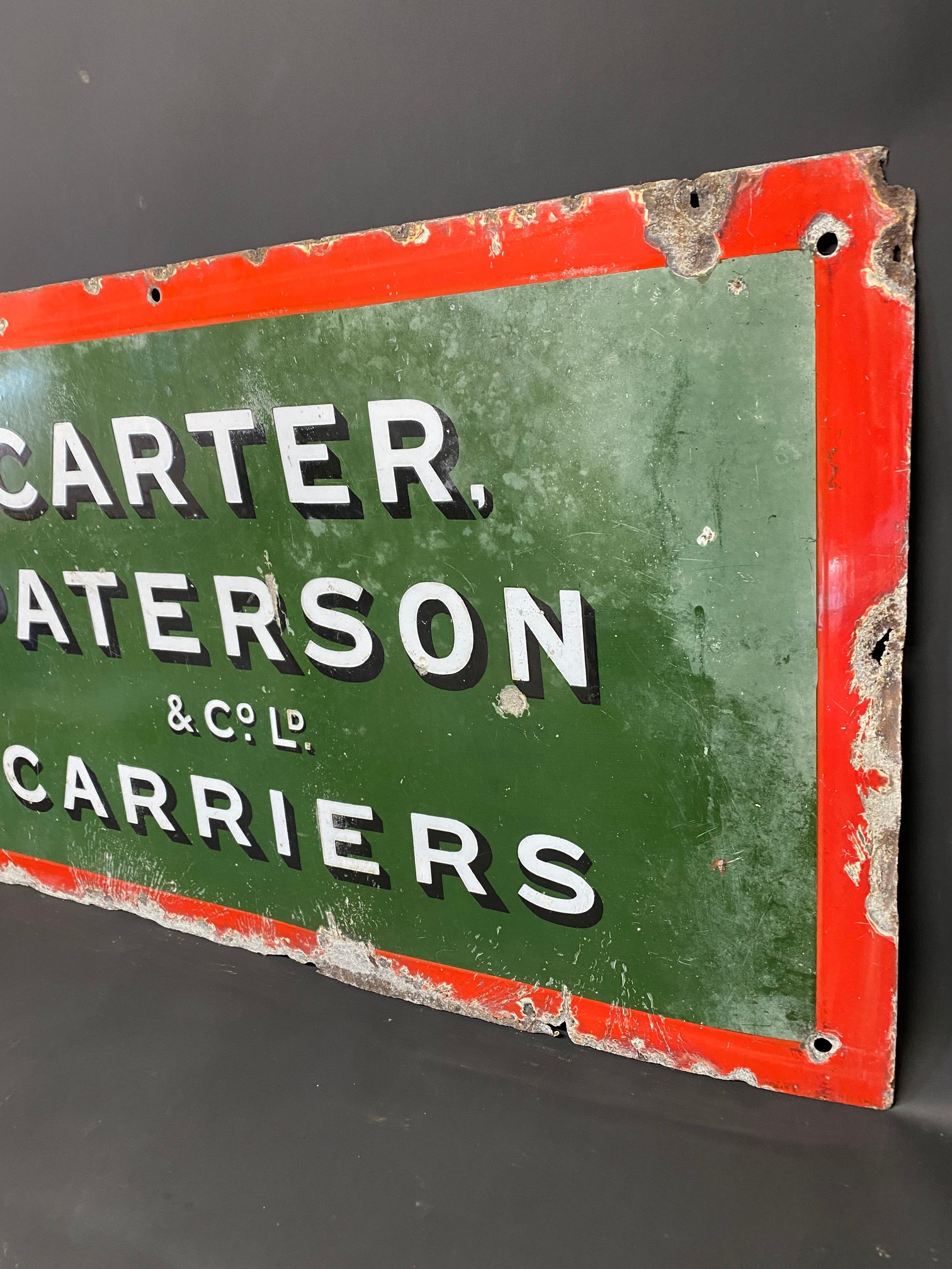 A Carter Paterson & Co. Ld. Carriers rectangular enamel sign, 31 1/2 x 17 3/4". - Image 2 of 3