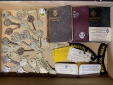 A quantity of AA box keys including several dated 1920, several AA Motorist's Diaries, membership