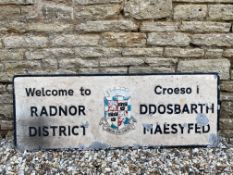 A Welcome to Radnor District aluminium sign, with Welsh text also, 54 x 20".