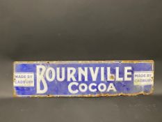 A small Bournville Cocoa rectangular enamel sign, 24 x 6".