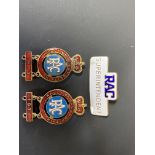 An RAC Superintendent enamel cap badge and two RAC Rally of Great Britain enamel badges with dated