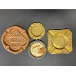 Four assorted advertising ashtrays including Sifta table salt.