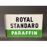 A Royal Standard Paraffin double sided enamel sign with hanging flange, 18 x 12".