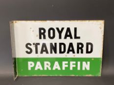 A Royal Standard Paraffin double sided enamel sign with hanging flange, 18 x 12".