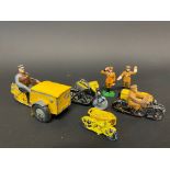 An unusual Dinky Toys die-cast motorcycle with front delivery box, three die-cast motorcycle