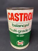 A Castrol balanced multi-grade oil quart can.