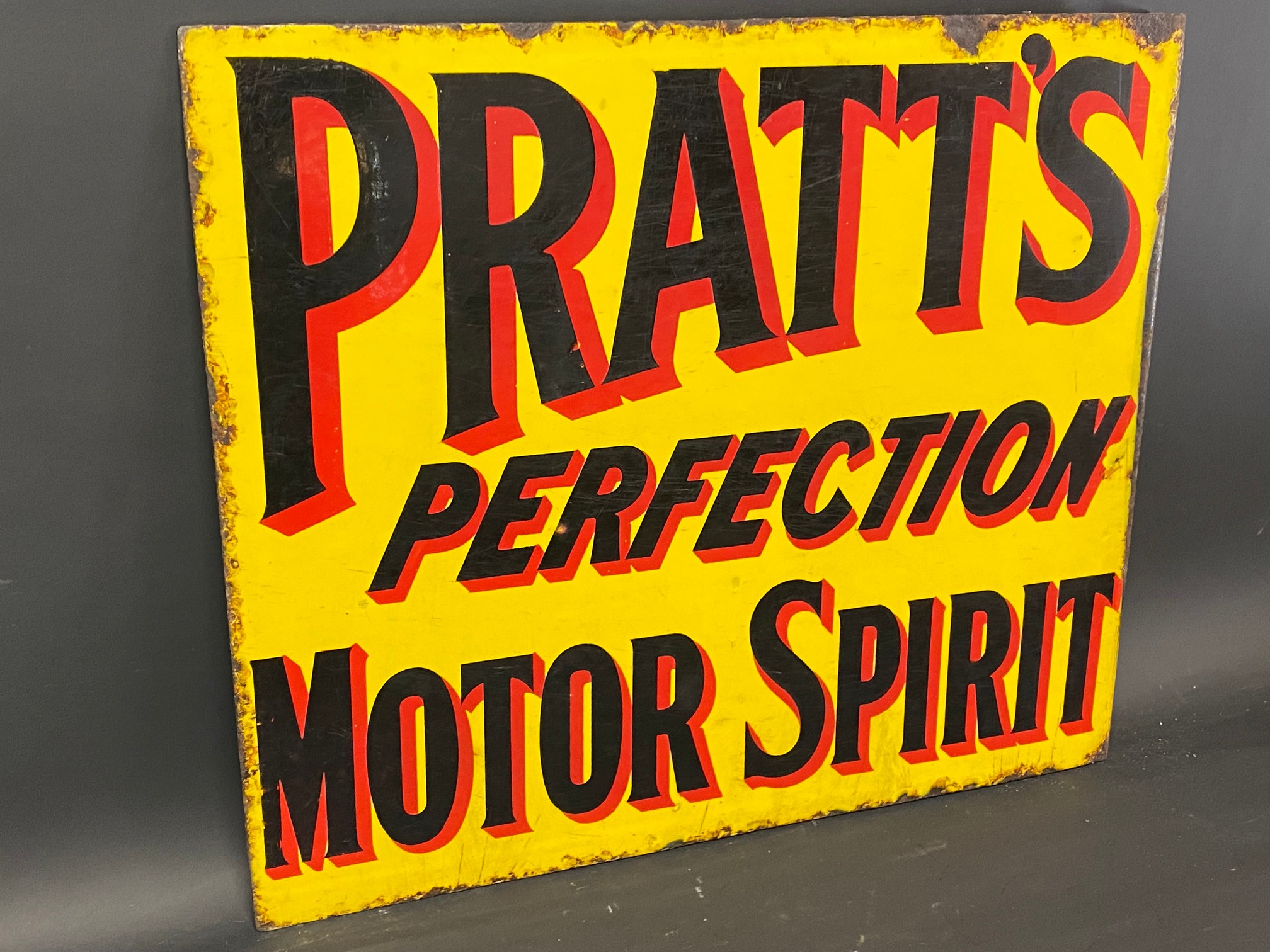 A Pratt's Perfection Motor Spirit double sided enamel sign by Bruton, 21 x 18". - Image 4 of 5